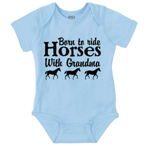 Born To Ride Horses With Grandma Romper Boys or Girls Infant Baby Brisco Brands 24M