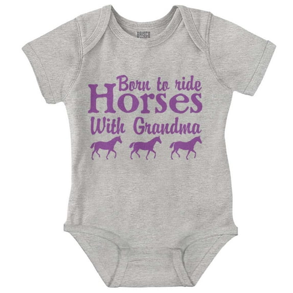 Born To Ride Horses With Grandma Romper Boys or Girls Infant Baby Brisco Brands 6M