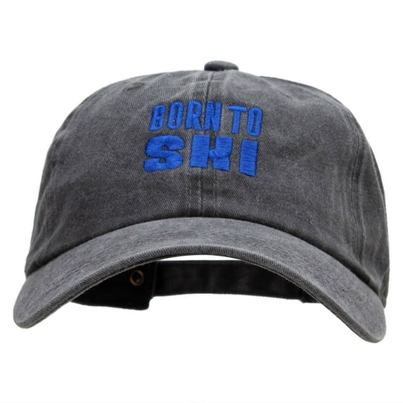 Born To Ski Embroidered Unstructured Cotton Cap - Black OSFM