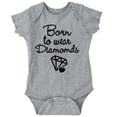 thumbnail image 1 of Born To Wear Diamonds Cute Cursive Bodysuit Jumper Girls Infant Baby Brisco Brands 12M, 1 of 6