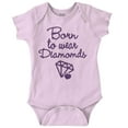 thumbnail image 1 of Born To Wear Diamonds Cute Cursive Bodysuit Jumper Girls Infant Baby Brisco Brands 18M, 1 of 6