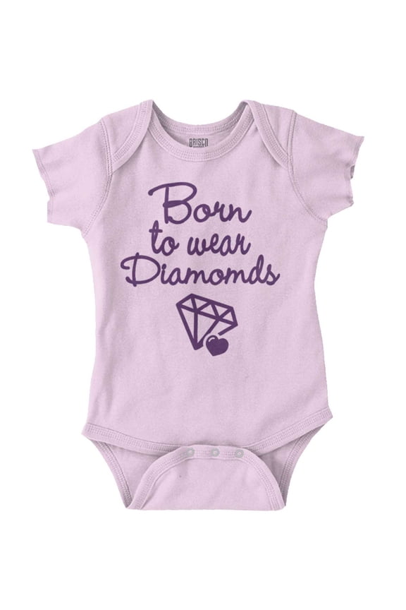 Born To Wear Diamonds Cute Cursive Bodysuit Jumper Girls Infant Baby Brisco Brands 24M