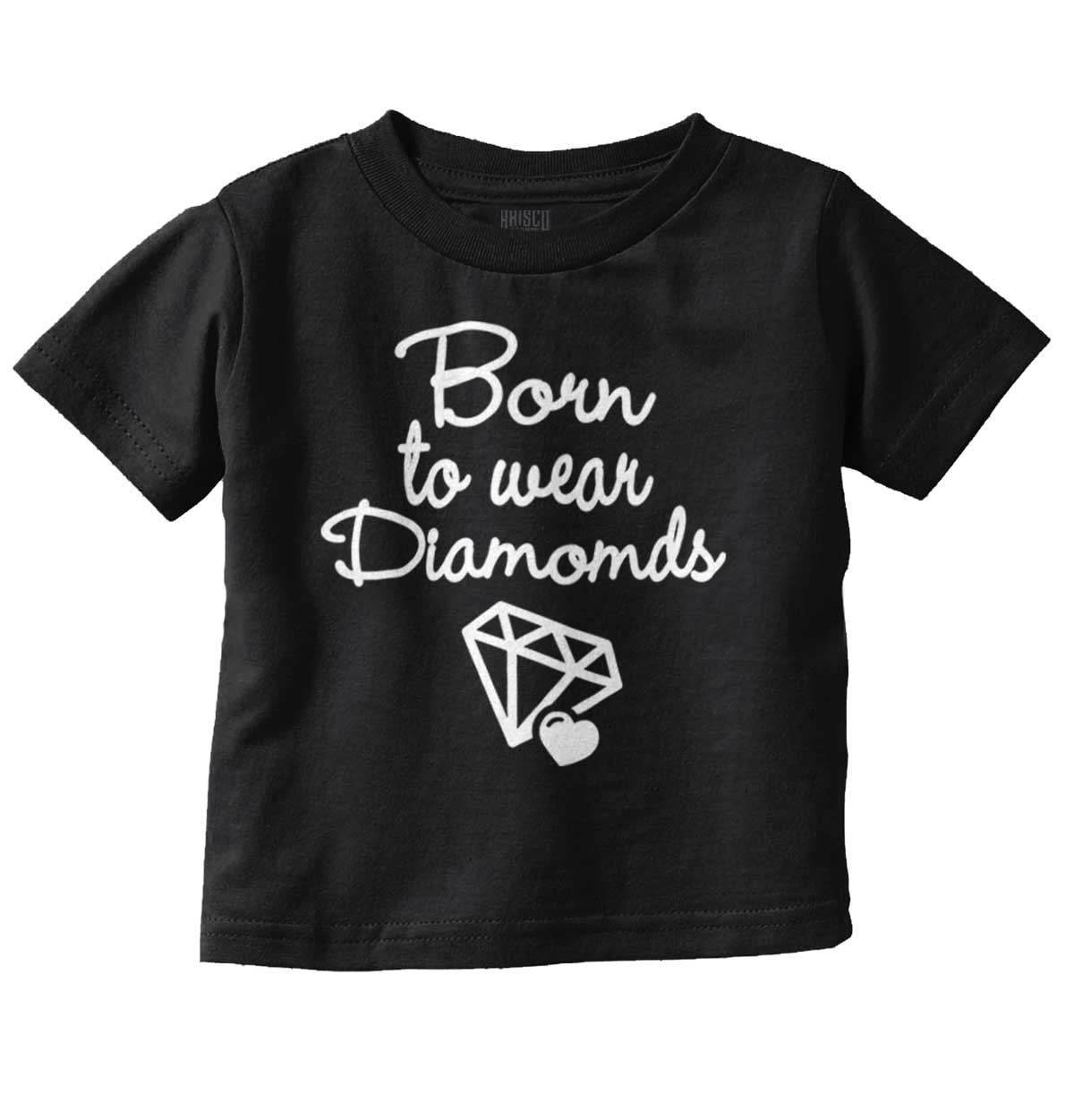 Born To Wear Diamonds Cute Cursive Youth T Shirt Tee Girls