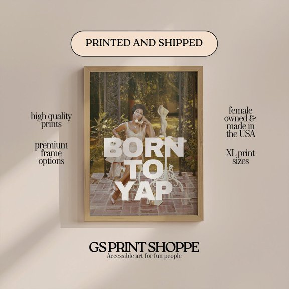 Born To Yap Green Retro Poster