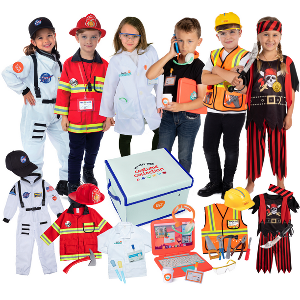 Born Toys 6 in 1 Kids Dress Up Pretend Play Kids Costumes for Boys Girls Ages 3 7 Washable Toddler Dress up Clothes w Storage Box Walmart Business Supplies