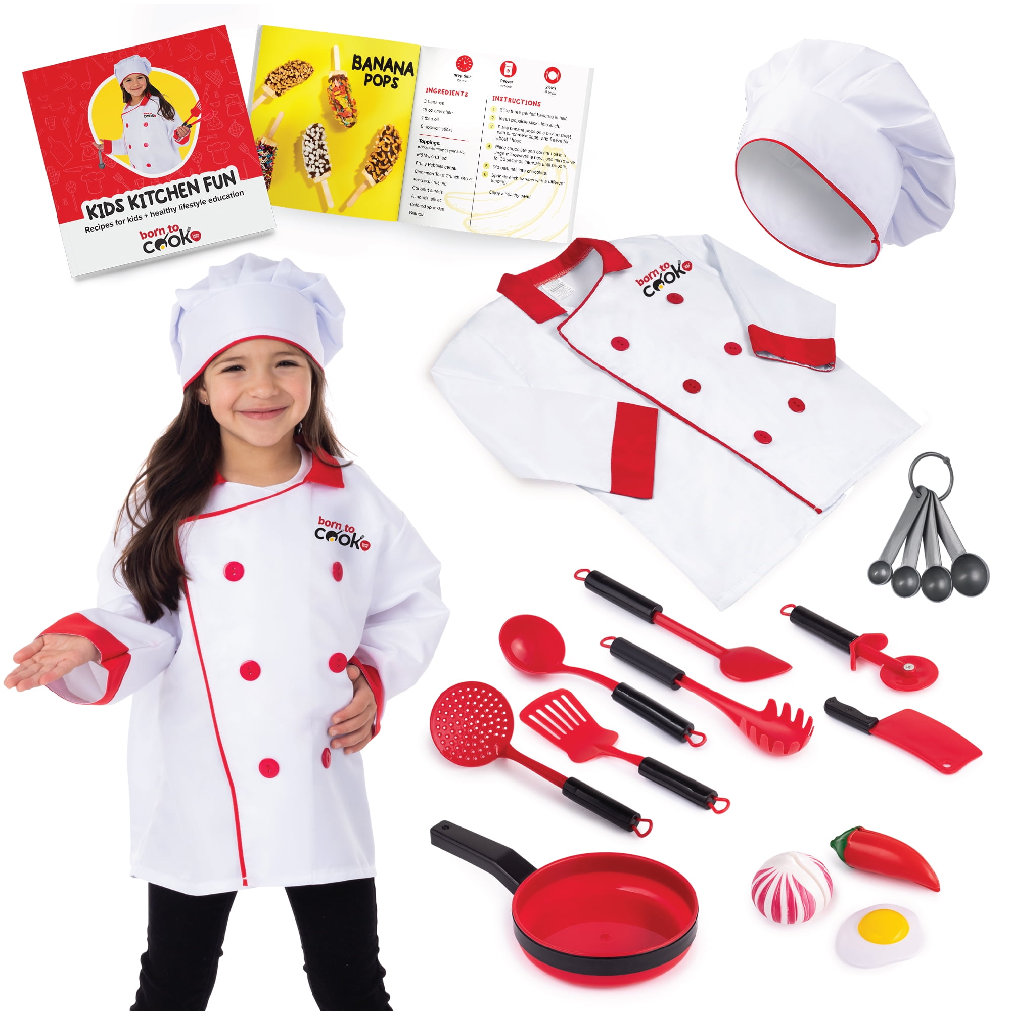 KTCINA Kids Cooking and Baking Set 26Pcs Chef Role Play Costume Set with  Kids Apron Chef Hat Cooking Tools and Baking Supplies Dress Up Role Play  Toys
