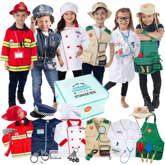 Born Toys Deluxe Dress Up Costume Set for Kids, 6-in-1 Pretend Play Clothes with 31 Pieces, Ages 3-7