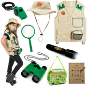 Born Toys Explorer Kit for Kids Ages 3-7, with Washable Backyard Safari Vest and Adventure Kit or Paleontologist Costume for Dress up and Pretend Play