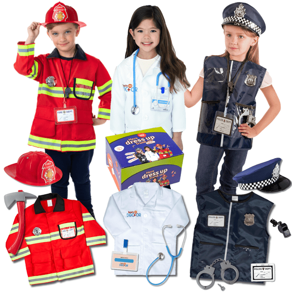 Born Toys Kids Pretend Play Firefighter Career Set with Accessories - Fireman Hat and Kit