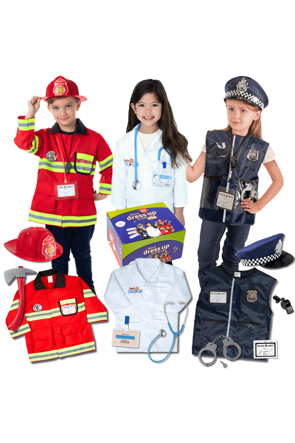 Kids Pretend Play Firefighter Career Set with Accessories - Fireman Hat and Kit