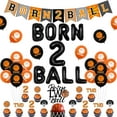 thumbnail image 1 of Born Two Ball Birthday Decorations Sport 2nd Birthday Decorations Orange and Black Born 2 Ball Banner Cake Topper and Basketball Balloons for 2nd Boys Sports Themed Birthday Party, 1 of 6