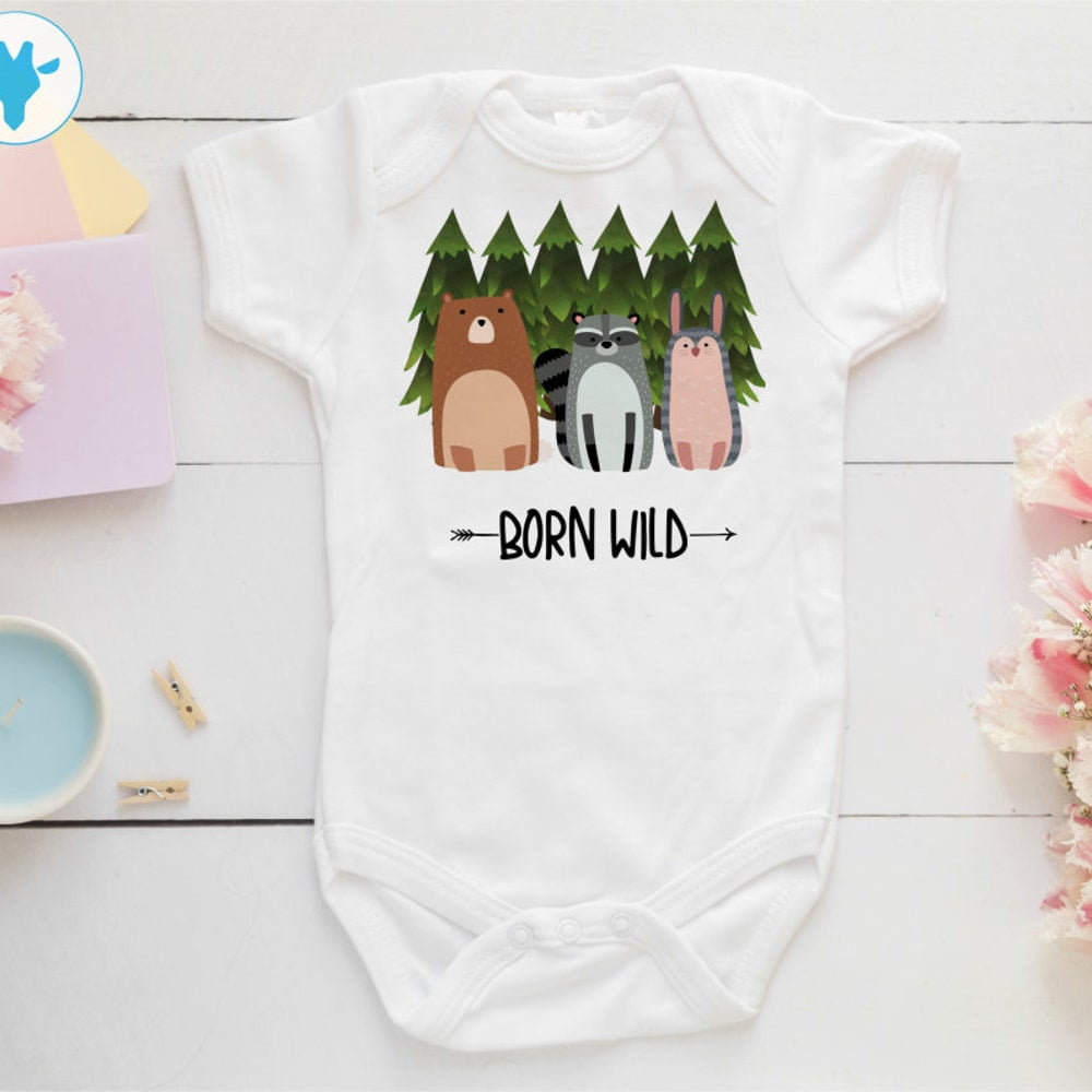 Born Wild Animal Bodysuit, Boho Baby Clothes, Cute Baby Shower Gift ...