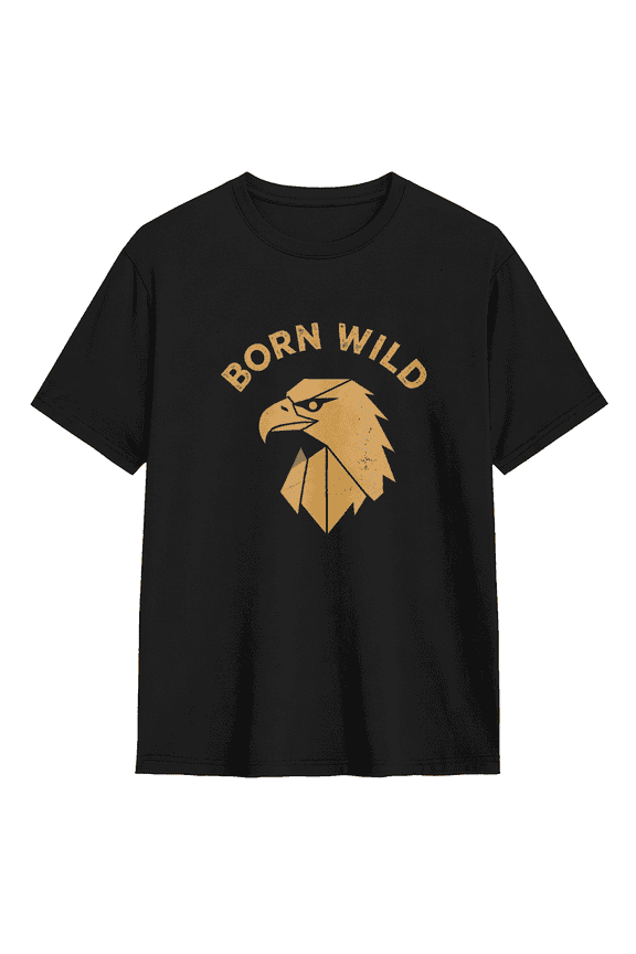 Born Wild Eagle Cool Graphic Tee For Men, Outdoor Adventure Cotton Short Sleeves T-Shirt
