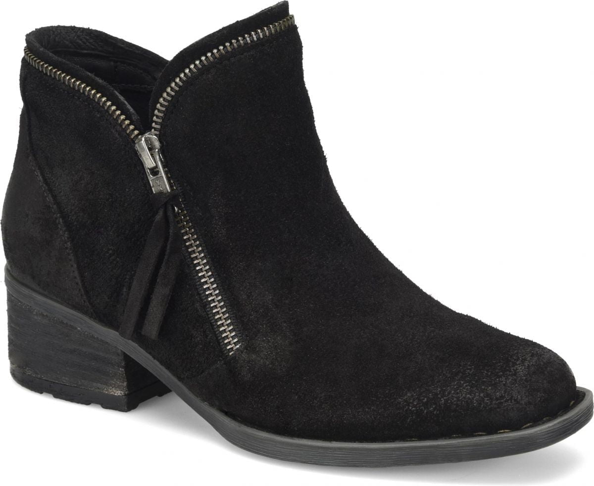 Womens Born Chaval Flat Casual Ankle Boots Black Leather Walmart