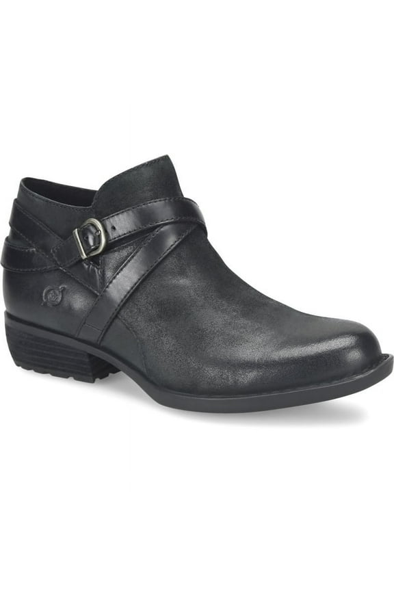 Womens Kelle Black Distressed Leather Ankle Boots BR0061809 Comfort Footwear