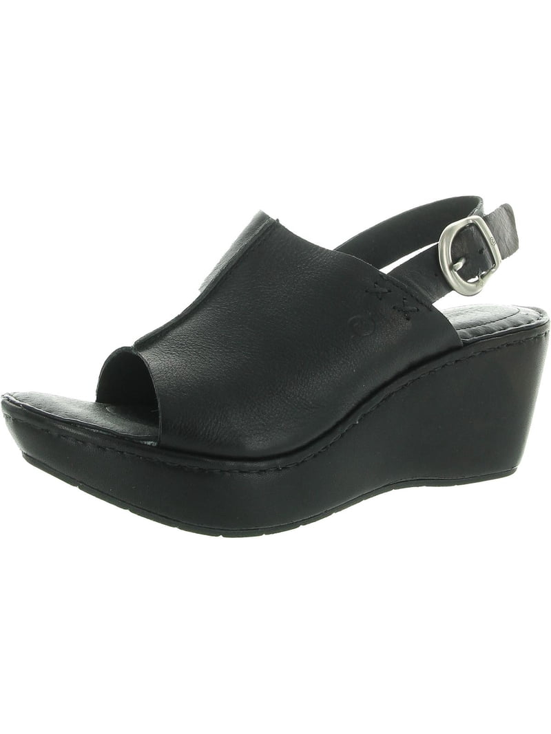 Born Black Leather Wedge Sandals Born Women main image 4