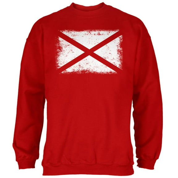 Born and Raised Alabama State Flag Mens Sweatshirt Red 2XL