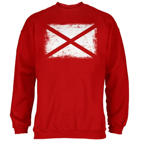Born and Raised Alabama State Flag Mens Sweatshirt Red SM