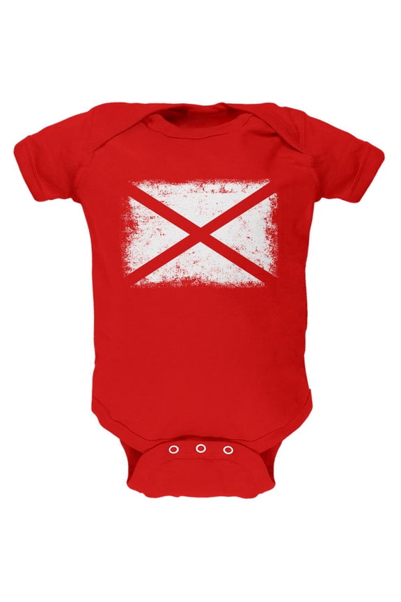 Born and Raised Alabama State Flag Soft Baby One Piece Red 12-18 M