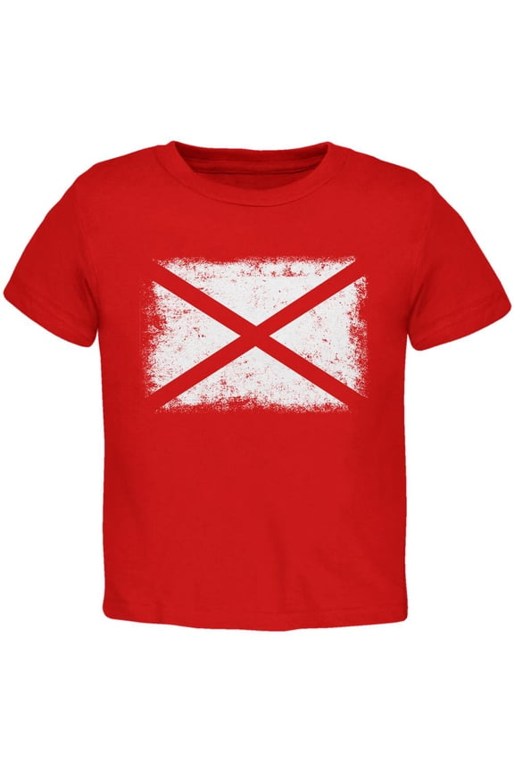 Born and Raised Alabama State Flag Toddler T Shirt Red 3T
