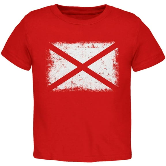 Born and Raised Alabama State Flag Toddler T Shirt Red 4T