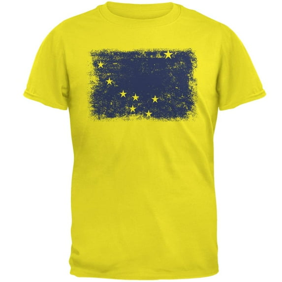 Born and Raised Alaska State Flag Mens T Shirt Bright Yellow MD