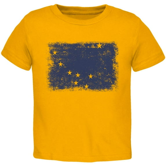 Born and Raised Alaska State Flag Toddler T Shirt Gold 3T