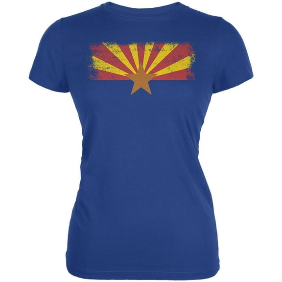 Born and Raised Arizona State Flag Juniors Soft T Shirt Royal LG