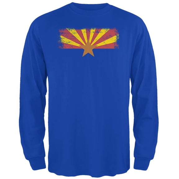 Born and Raised Arizona State Flag Mens Long Sleeve T Shirt Royal 2XL