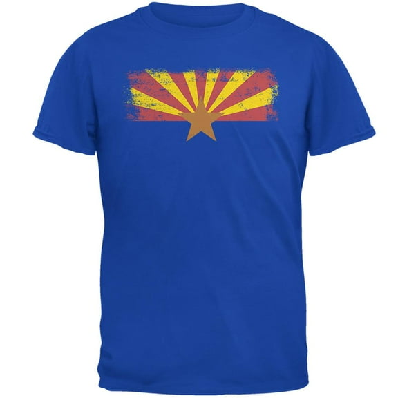Born and Raised Arizona State Flag Mens Soft T Shirt Royal MD