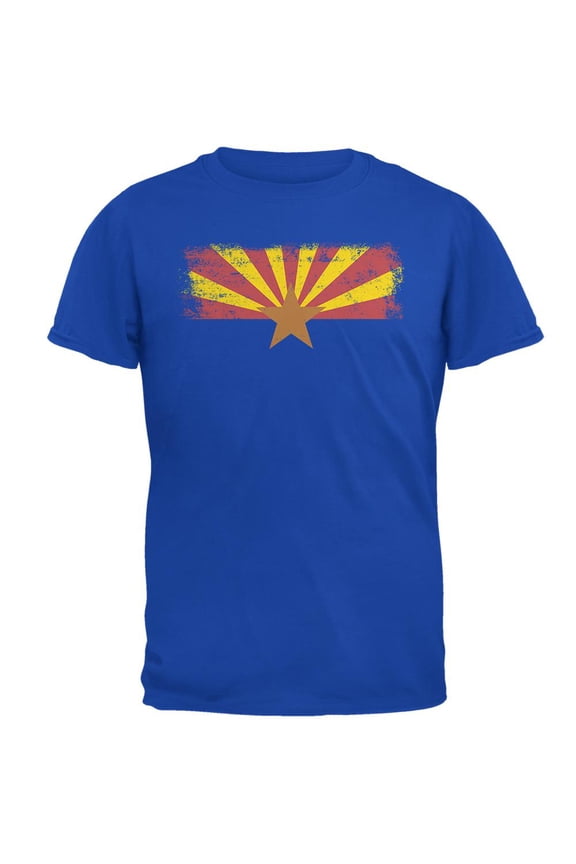 Born and Raised Arizona State Flag Mens Soft T Shirt Royal MD