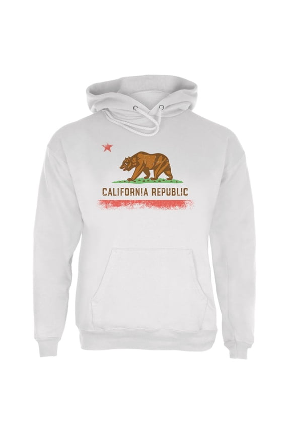 Born and Raised California State Flag Mens Hoodie White LG