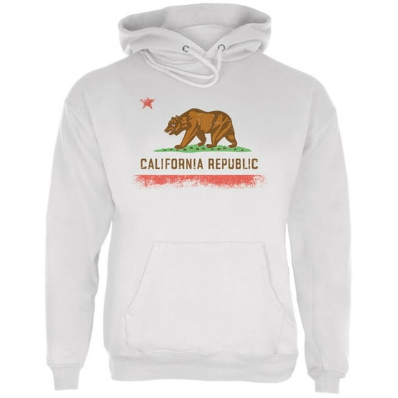 Born and Raised California State Flag Mens Hoodie White SM