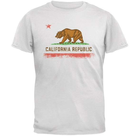 Born and Raised California State Flag Mens T Shirt White 4X-LG