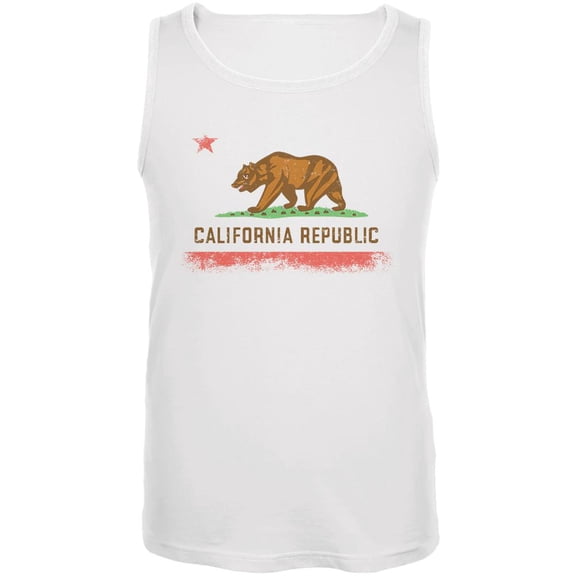 Born and Raised California State Flag Mens Tank Top White X-LG
