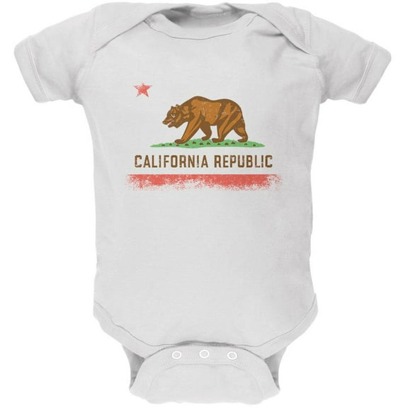 Born and Raised California State Flag Soft Baby One Piece White 0-3 M