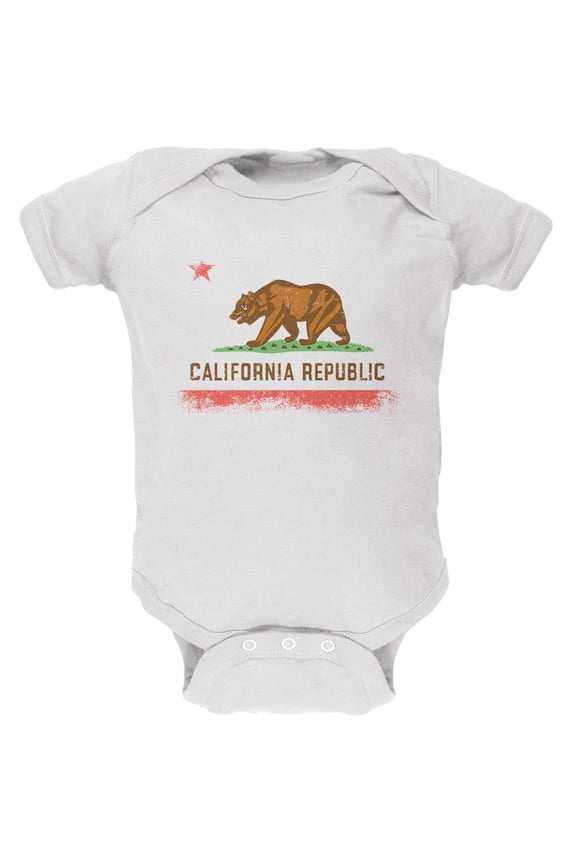 Born and Raised California State Flag Soft Baby One Piece White 18-24 M