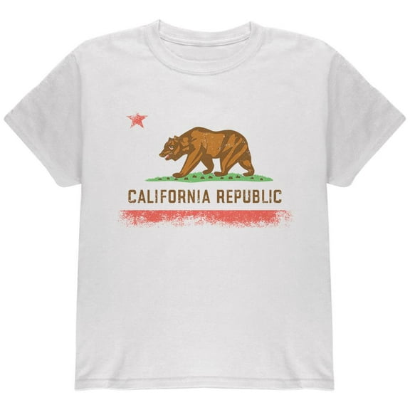 Born and Raised California State Flag Youth T Shirt White Youth X-SM