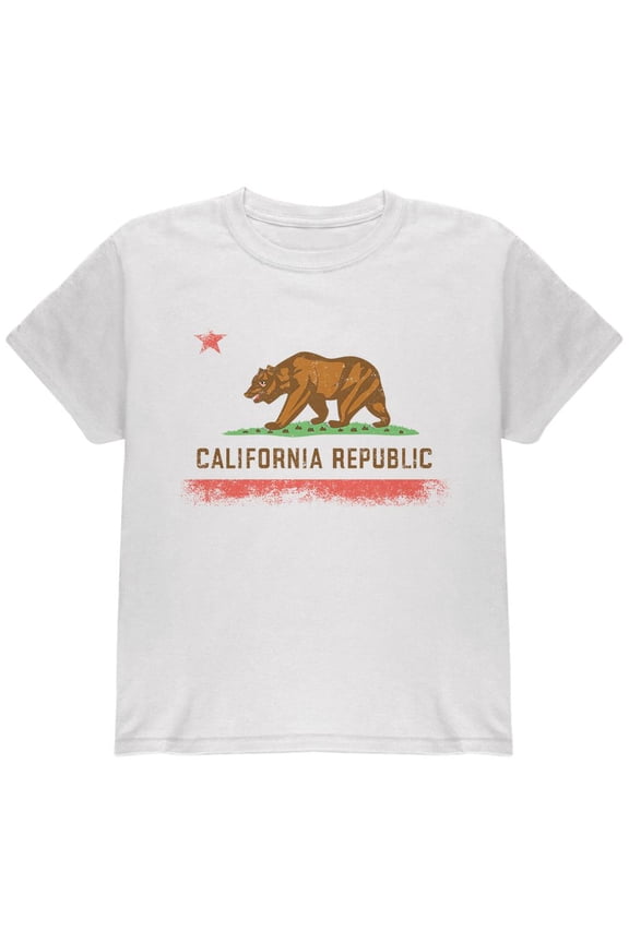 Born and Raised California State Flag Youth T Shirt White Youth X-SM