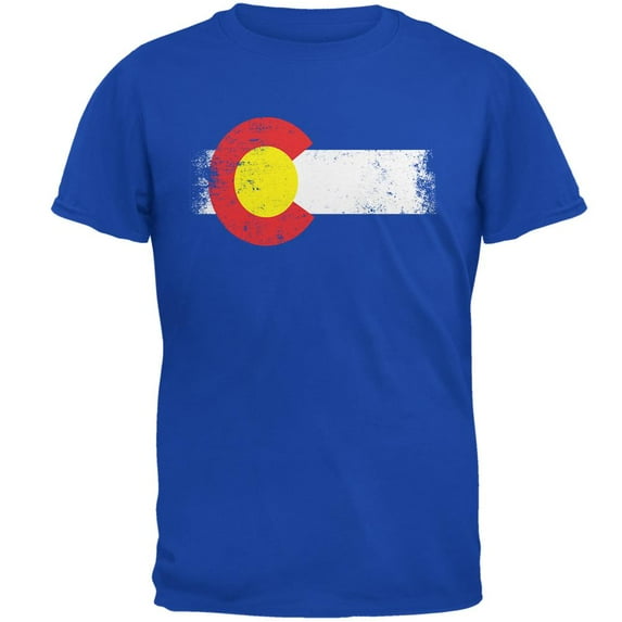 Born and Raised Colorado State Flag Mens Soft T Shirt Royal 2XL