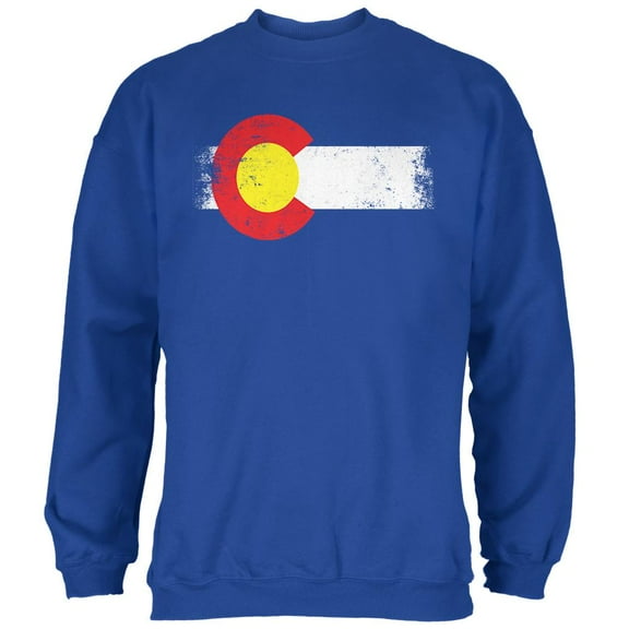 Born and Raised Colorado State Flag Mens Sweatshirt Royal LG
