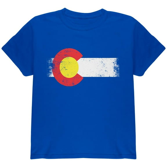 Born and Raised Colorado State Flag Youth T Shirt Royal YSM