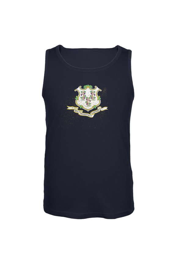 Born and Raised Connecticut State Flag Mens Tank Top Navy SM