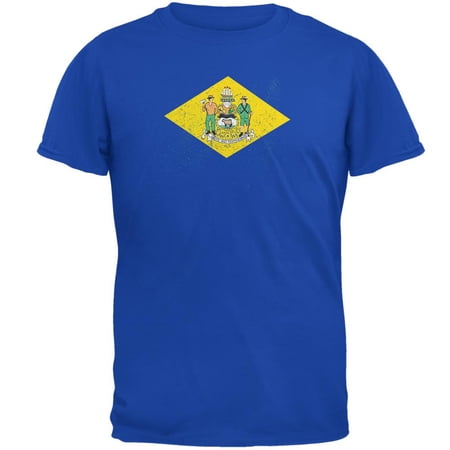 Born and Raised Delaware State Flag Mens Soft T Shirt Royal MD