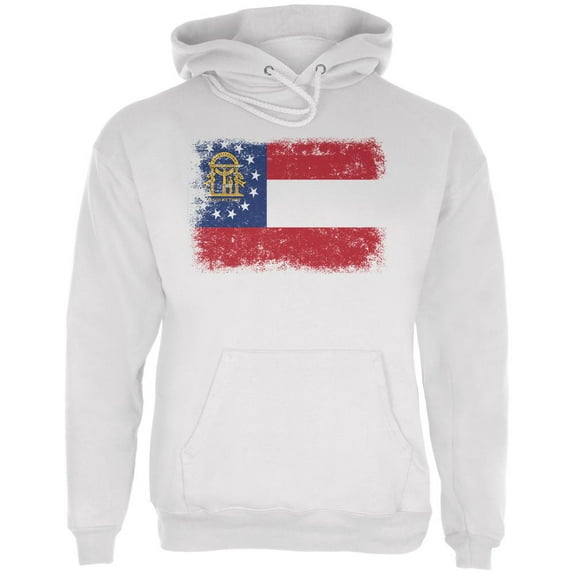 Born and Raised Georgia State Flag Mens Hoodie White X-LG