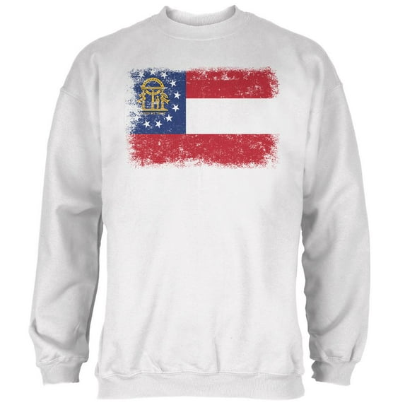 Born and Raised Georgia State Flag Mens Sweatshirt White LG