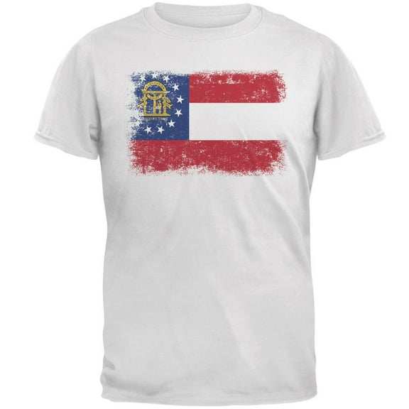 Born and Raised Georgia State Flag Mens T Shirt White X-LG