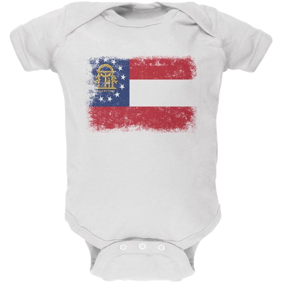 Born and Raised Georgia State Flag Soft Baby One Piece White 3-6 M