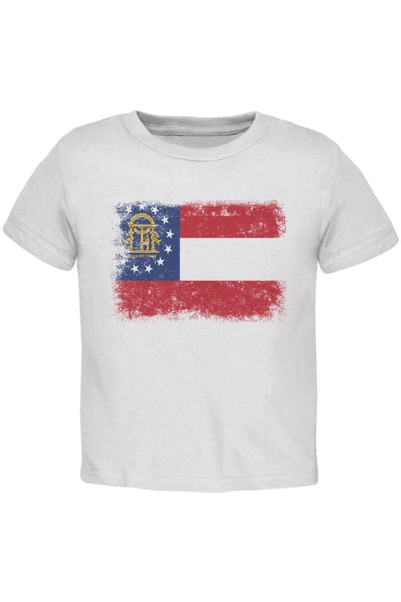 Born and Raised Georgia State Flag Toddler T Shirt White 4T