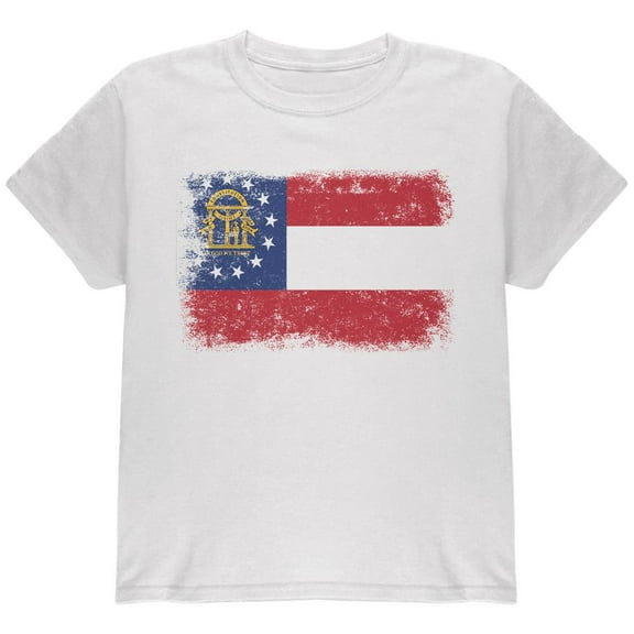 Born and Raised Georgia State Flag Youth T Shirt White YMD